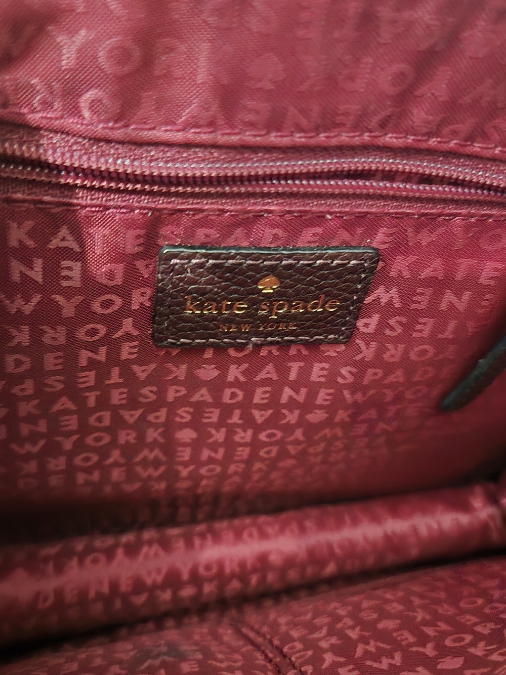 kate spade New York Pebbled Leather Satchel - Deep Burgundy - Picture 10 of 14